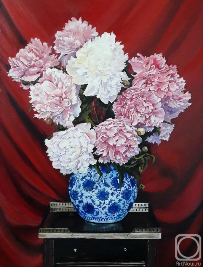 Alekhin Alexander. A bouquet of peonies in the Chinese vase