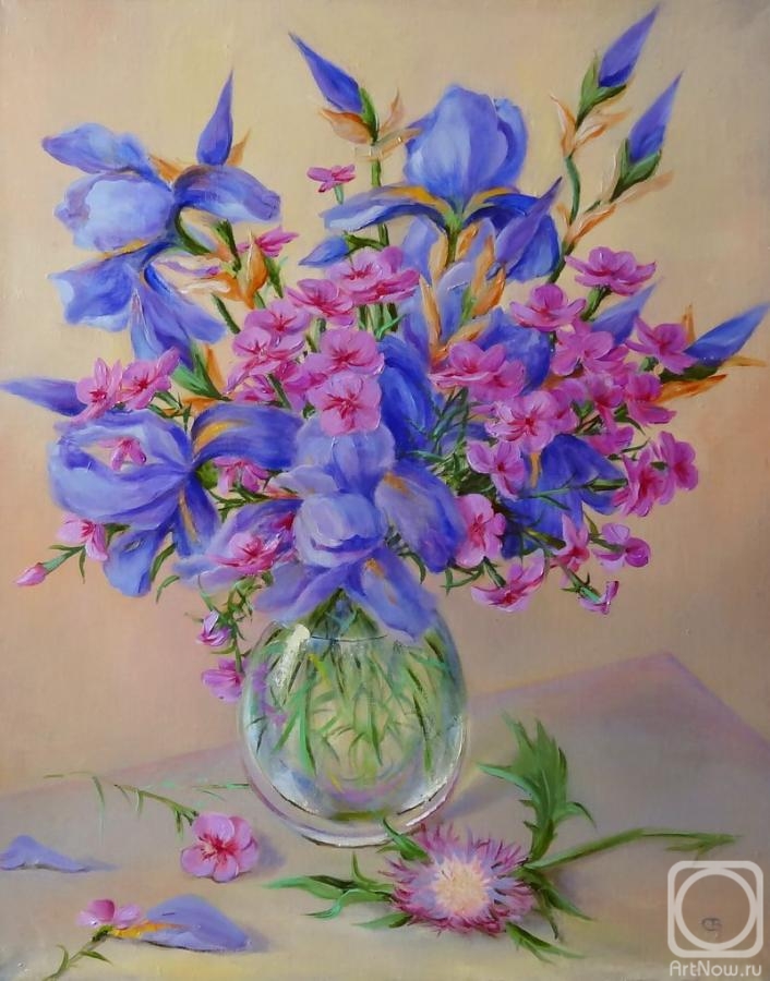 Razumova Svetlana. Irises and carnations