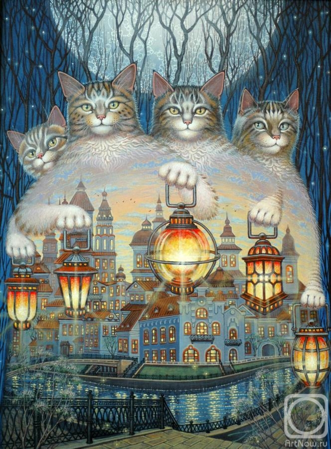 Kosareva Elena. Cats light lanterns