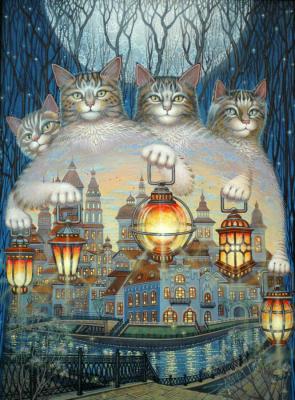 Cats light lanterns. Kosareva Elena