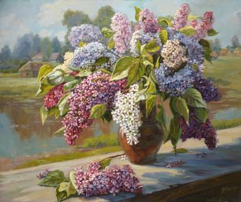 Lilac by the pond