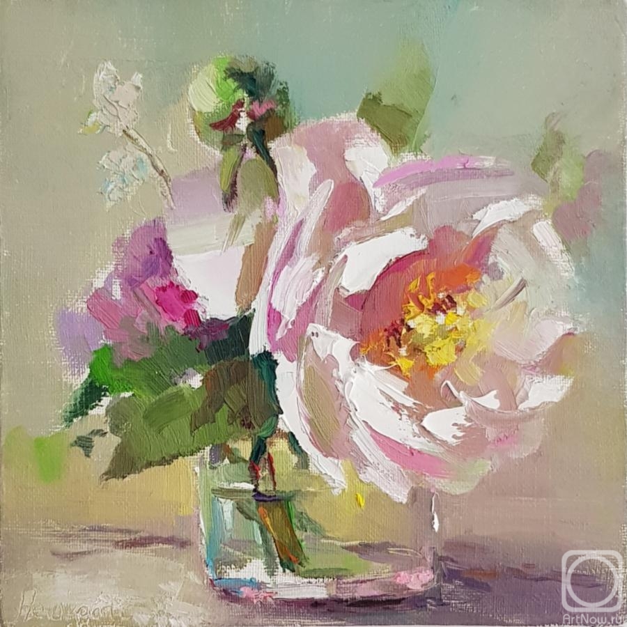 Neshkova Ekaterina. Bouquet in a glass of whiskey