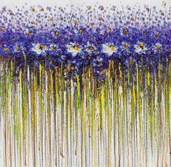 Blue flowers. Abstraction