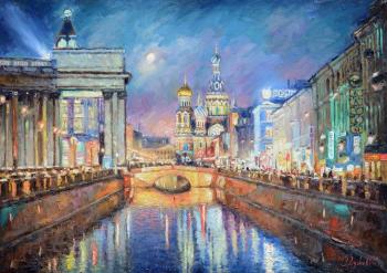 Evening Blues of Petersburg (Painting Saved By Blood). Razzhivin Igor
