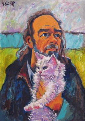 Man with kitty (actor Slava Ganenko)