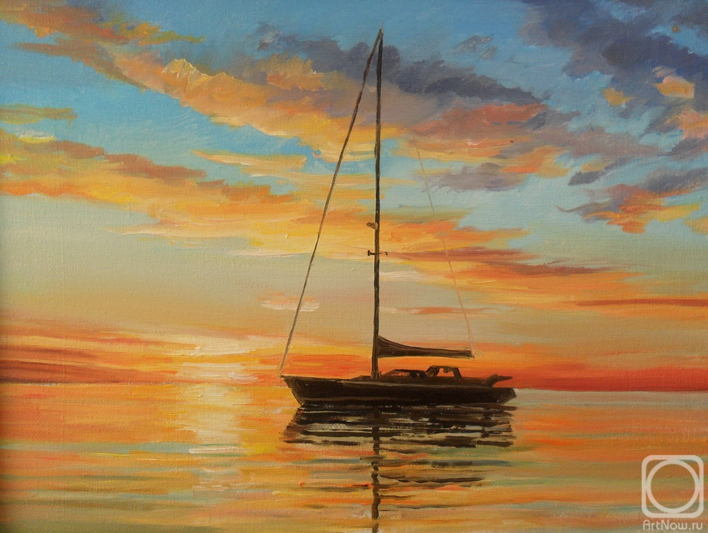 Chernyshev Andrei. Yacht at sunset