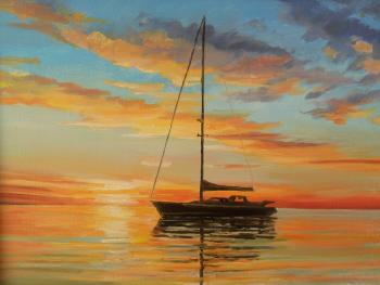 Yacht at sunset. Chernyshev Andrei