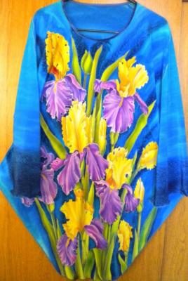 Blouse-batik "Miracle irises" (   ). Moskvina Tatiana