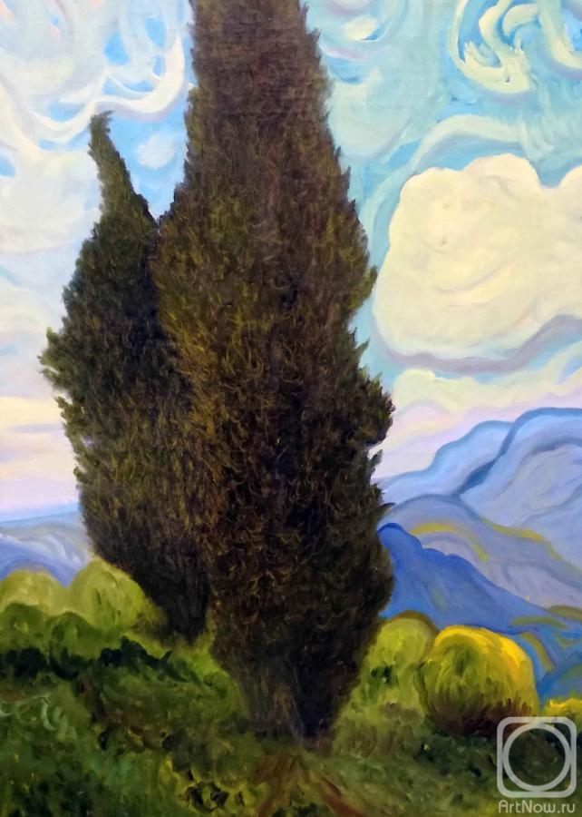 Petrov Sergey. Cypresses (based on Van Gogh)