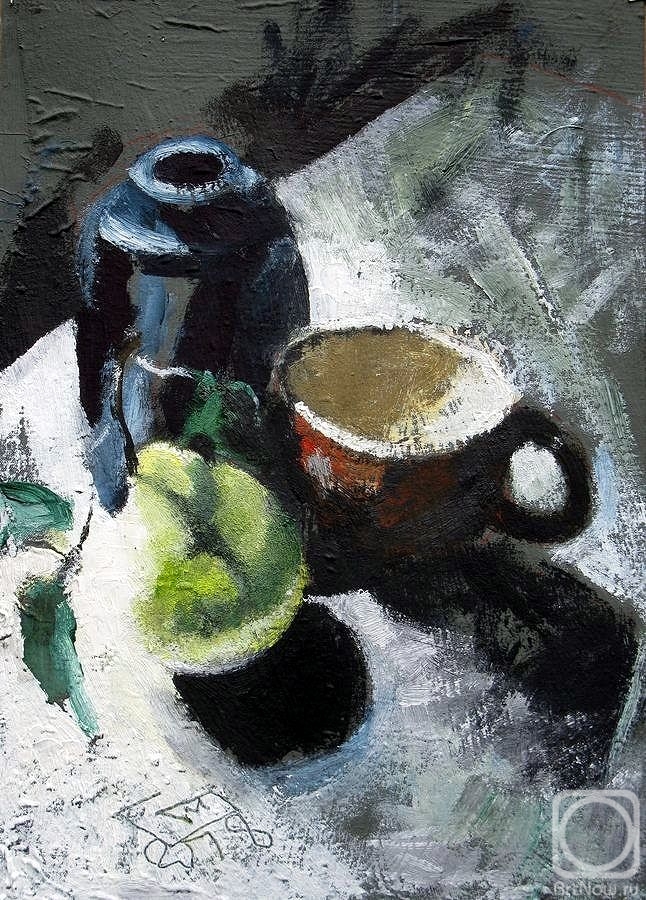 Makeev Sergey. Still life with a green pear. 2018