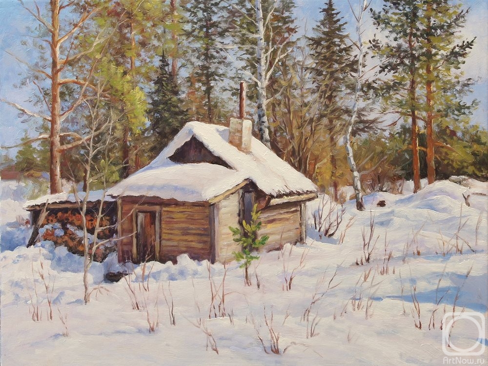 Volya Alexander. Winter, bathhouse, sketch