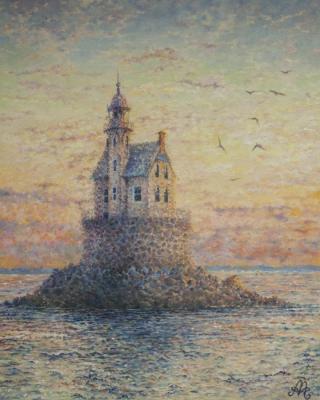 The lighthouse and birds. Abramova Anna