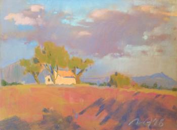 Sunset in lavender fields. Lapygina Anna