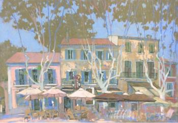 Square with plane trees. Provence (Saint-Cyr-Sur-Mer). Lapygina Anna