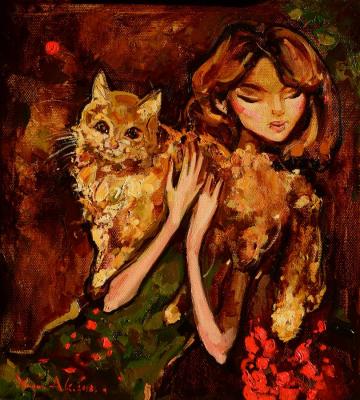 Girl with a cat. Aliev Vugar