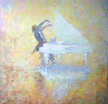 White grand piano. Hudopis Yuri