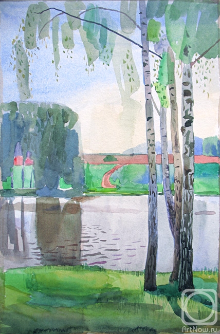 Yudaev-Racei Yuri. Birch Trees on the Lake Shore. Bulatnikovo