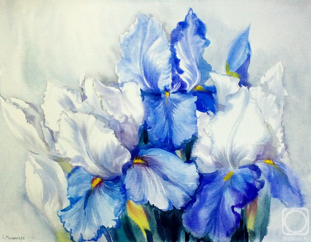 Mikhalskaya Katya. Bright irises bouquet