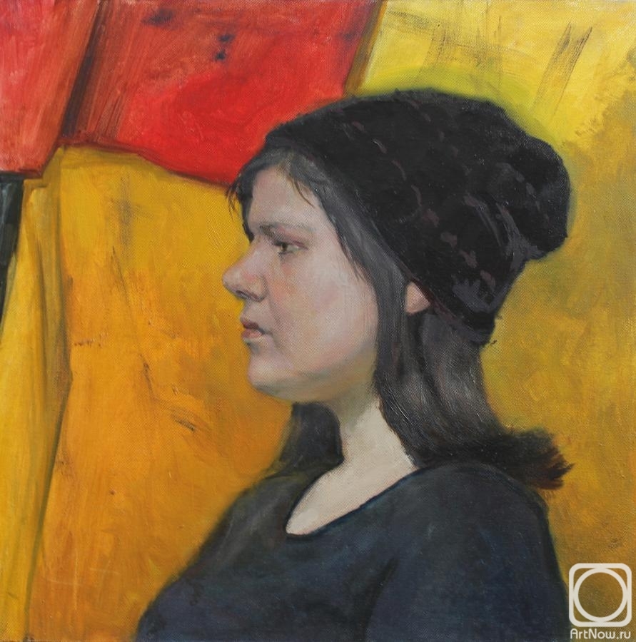 Prokusheva Anastasia. The portrait of a girl on a yellow background
