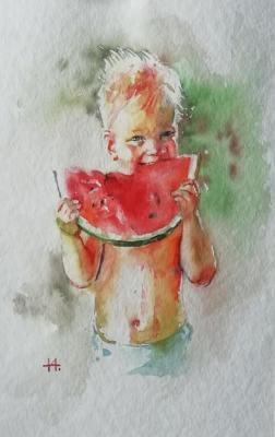 Sparrow (Baby Eating Watermelon). Anikina Irina