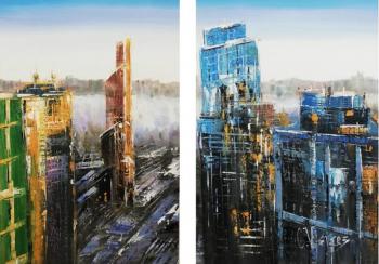 Diptych. Moscow-city. Bird's eye view of the city. Vevers Christina