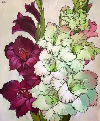 Three beautiful gladiolus