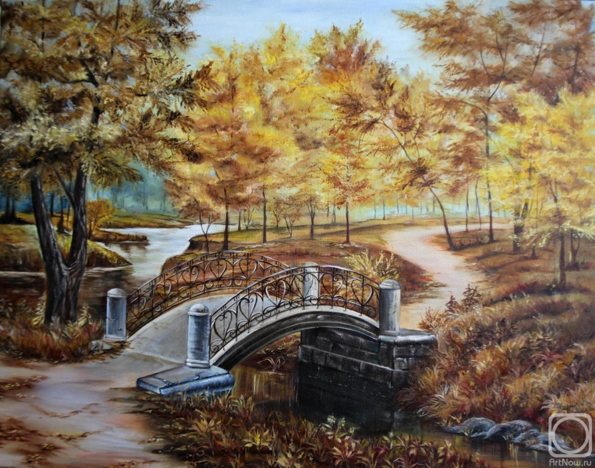 Kirillova Juliette. Autumn landscape. Bridge over river
