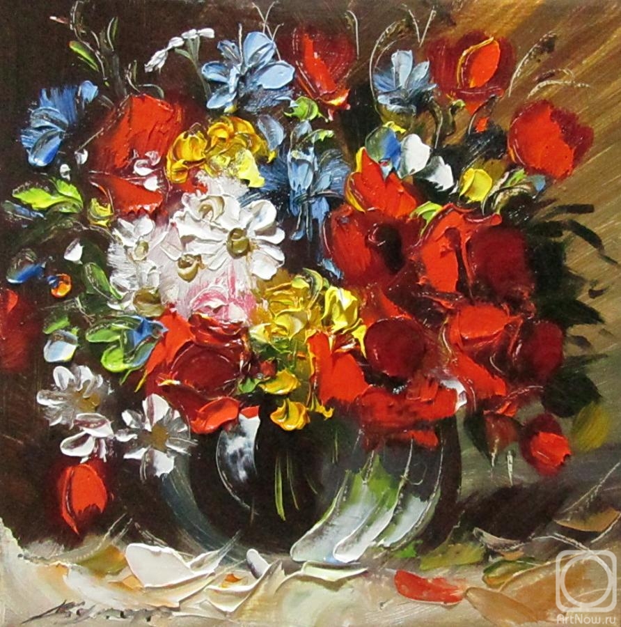 Schubert Albina. Bouquet with poppies