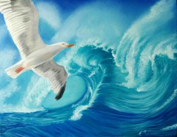 Seagull over the sea. Sokolova Larisa