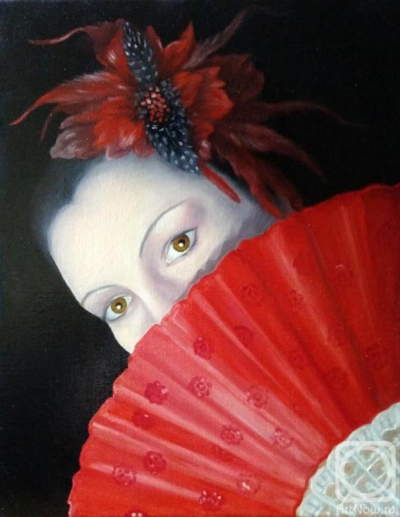 Sokolova Larisa. A woman with a red fan