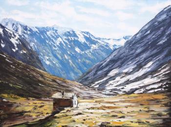 The hut is lit by the sun. Boyko Evgeny