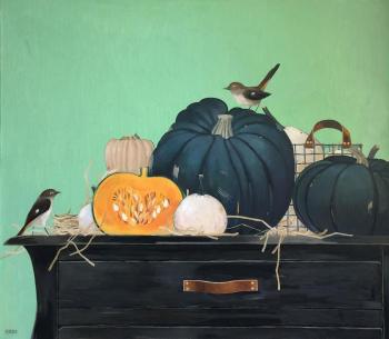 About love. Birds and pumpkins