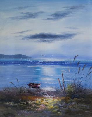 Boat on shore. Quiet evening. Vevers Christina