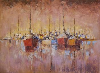 Boats in port. The midday haze. Vevers Christina