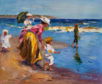 Children and sea. Stroll (Mothers With Children). Kamskij Savelij