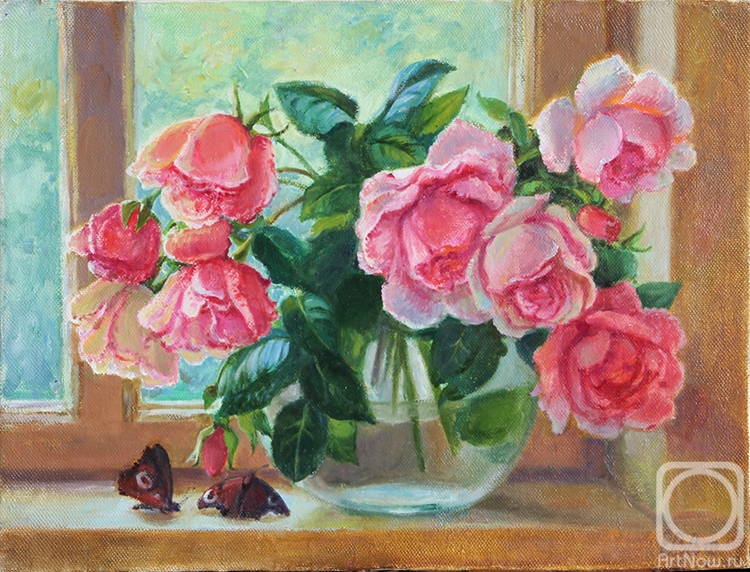 Shumakova Elena. Roses and butterflies