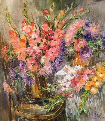 Gladioli and asters