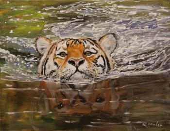 Rakhmatulin Roman Fitrativich. Swimming tiger