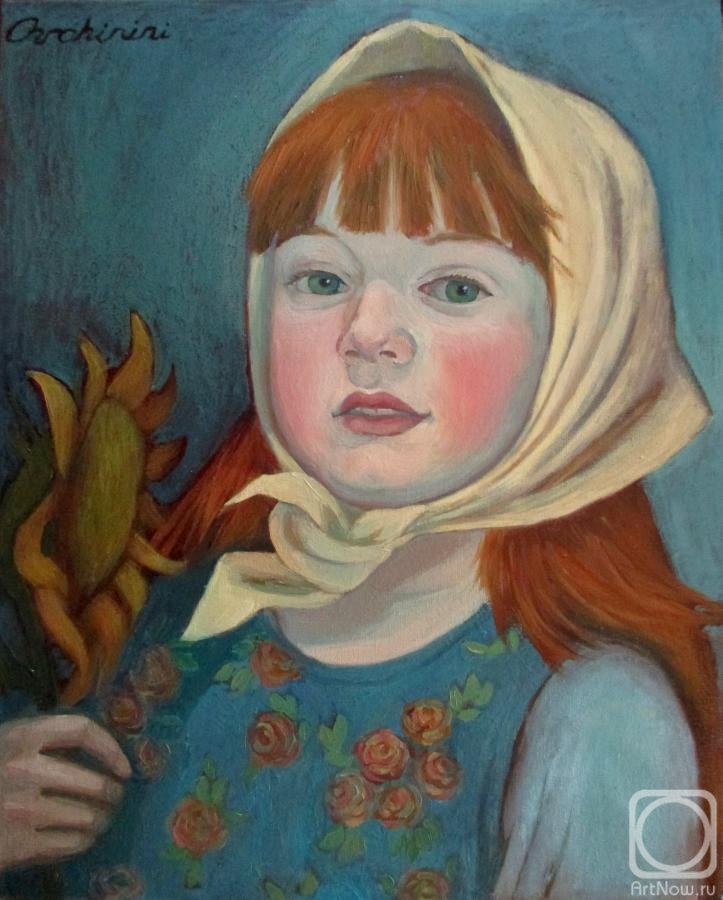 Ovchinini Lyutcia. Girl with sunflower