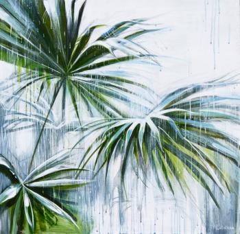 The palm tree in the rain