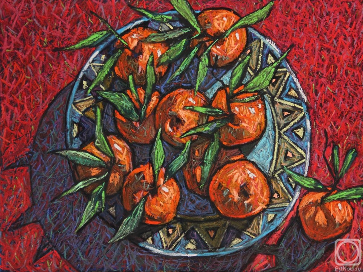 Leonova Nataliya. A plate of tangerines