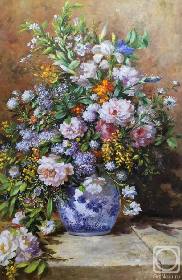 Kamskij Savelij. Copy of the painting by Pierre-Auguste Renoir. Still life with a large flower vase, 1866