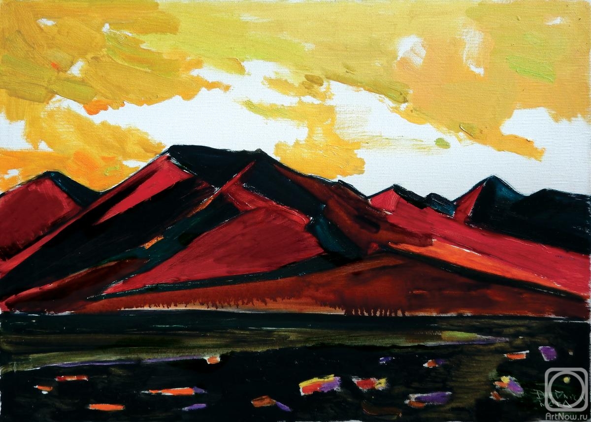 Dovnich Natalia. The red mountains. Golden clouds