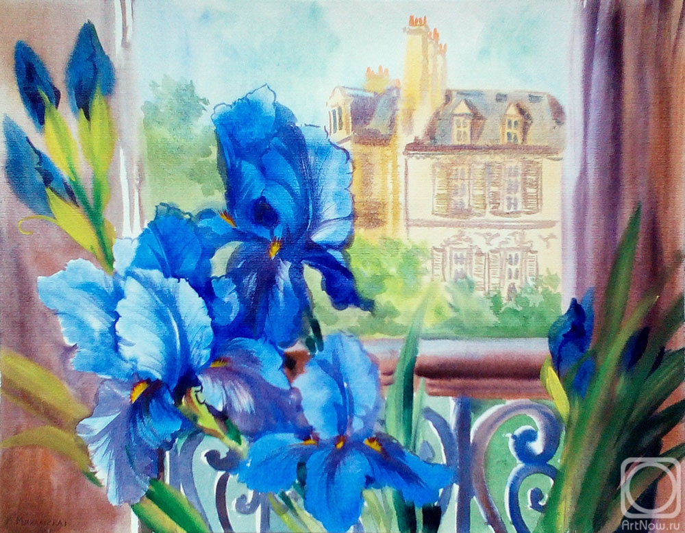 Mikhalskaya Katya. Irises at the window