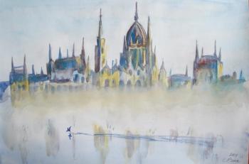 Budapest in the fog (Parliament). Ripa Elena