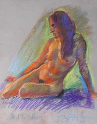 Painting Nude, yellow light bulb 2. Dobrovolskaya Gayane