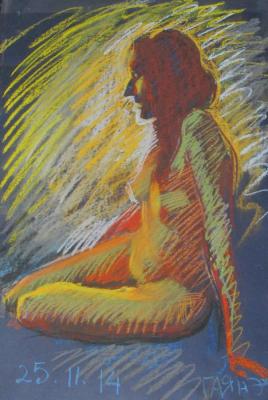 Painting Nude, yellow light bulb 1. Dobrovolskaya Gayane