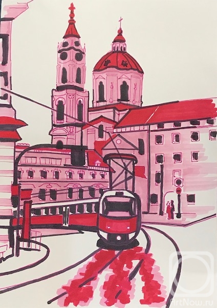 Lukaneva Larissa. Red tram (sketch)