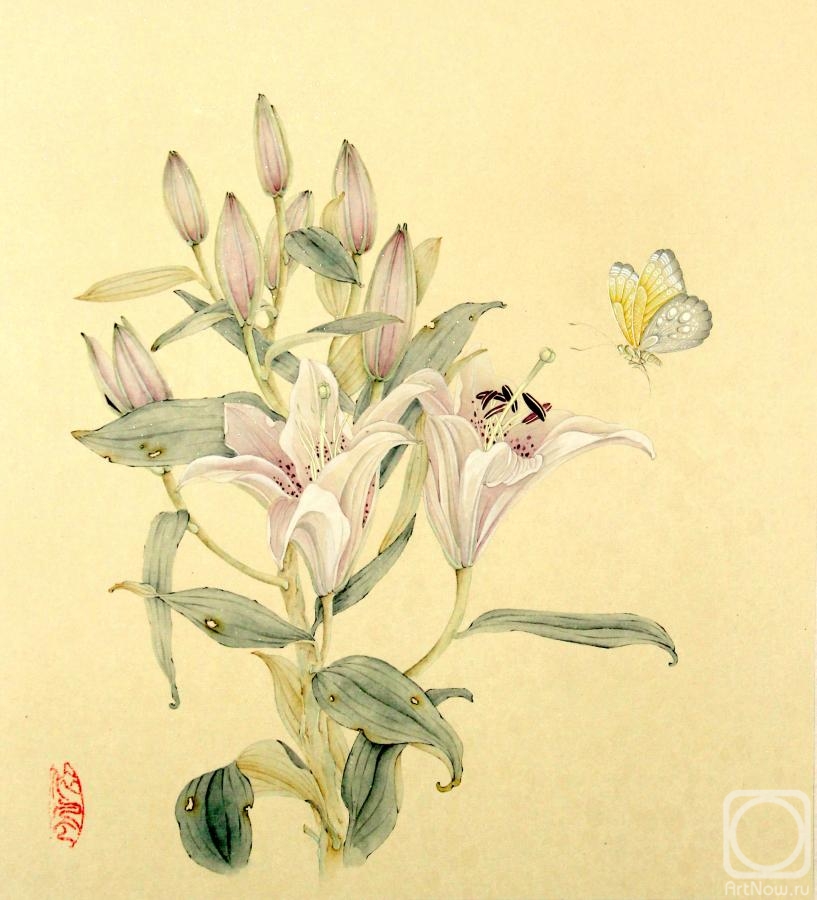 Engardo Anna. Lilies and butterfly