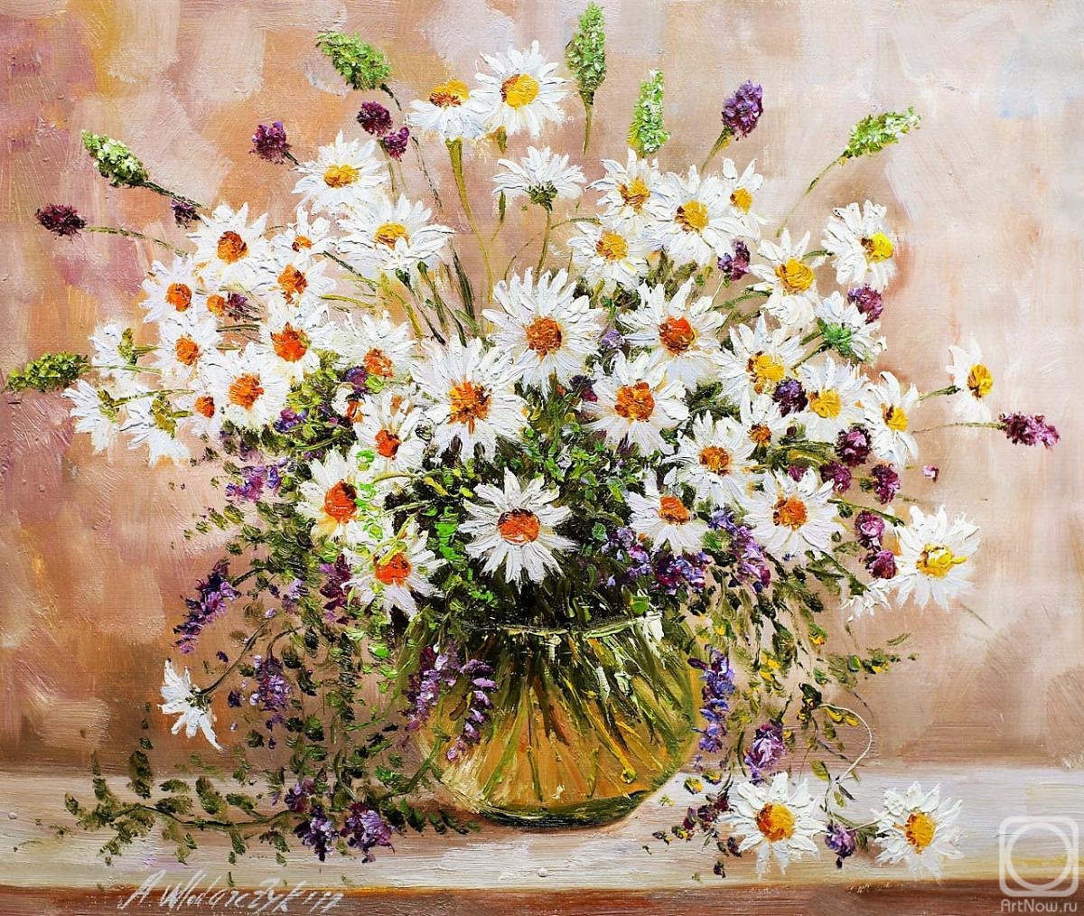 Vlodarchik Andjei. Bouquet of daisies with summer herbs